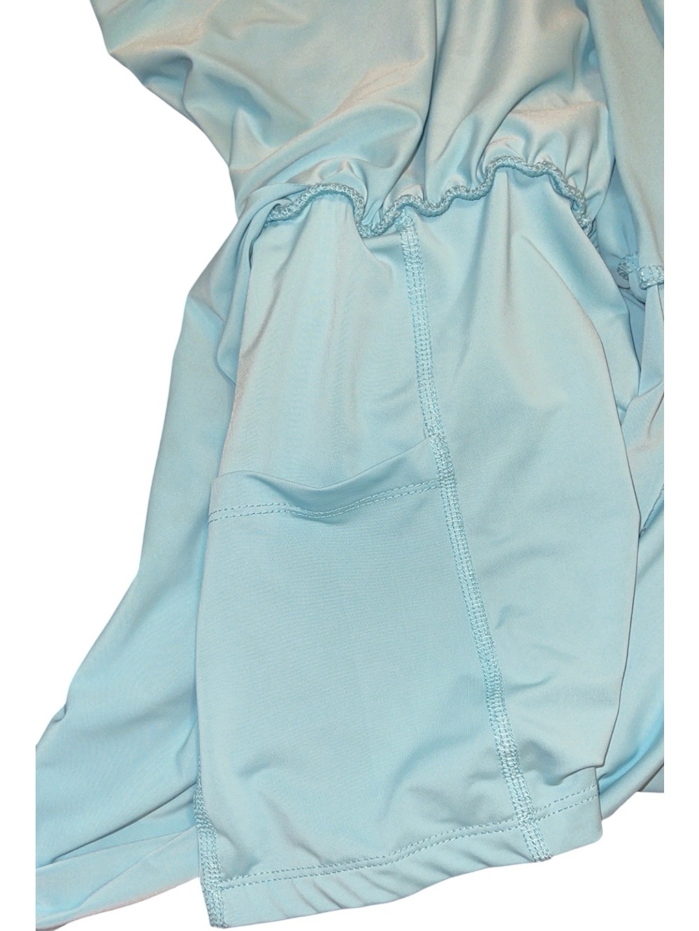 Light Blue Women's Athletic Ruffle Shorts - Picture 3 of 5
